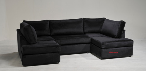 Black plush velvet high back - plush,