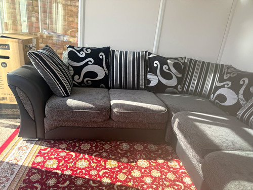Grey fabric corner sofa - corner,