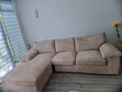 Cream jumbo cord corner sofa - sofa, .
