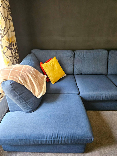 Dfs blue fabric - fabric, corner