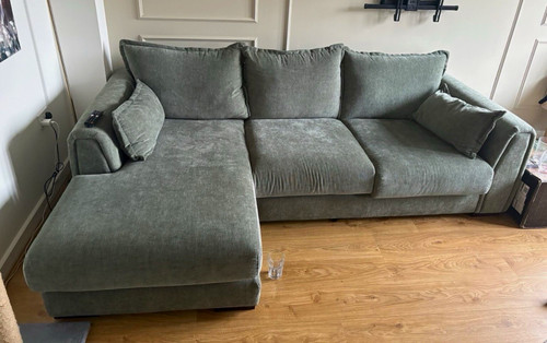 Grey fabric corner sofa - grey, with