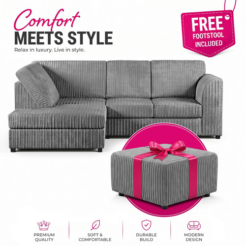 Corner sofa jumbo cord high - sofa,