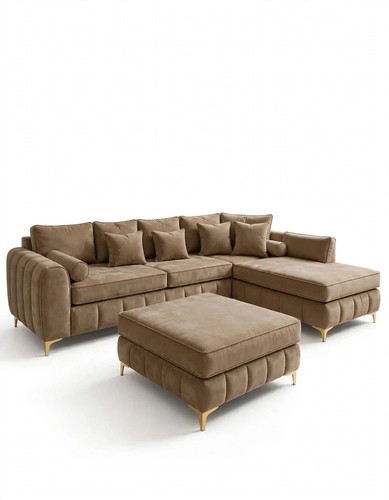 Taupe beige velvet shaped - taupe, l