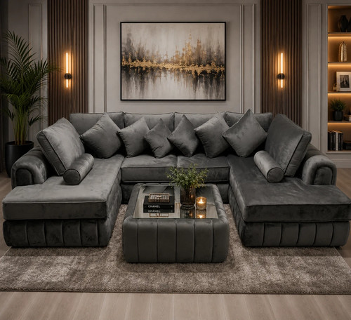 Lilly shape corner sofa grey - u,