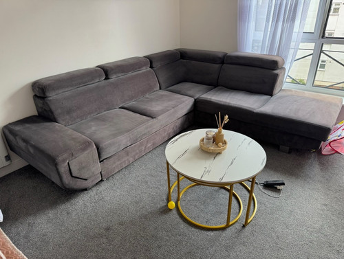 Grey velvet corner - corner, sofa