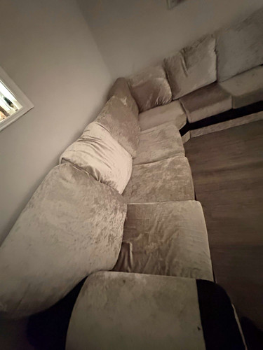 Grey velvet corner sofa with - grey,