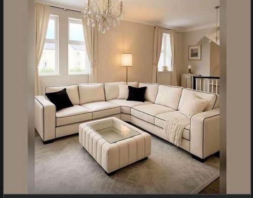 Beige velvet shape corner - l-shape,