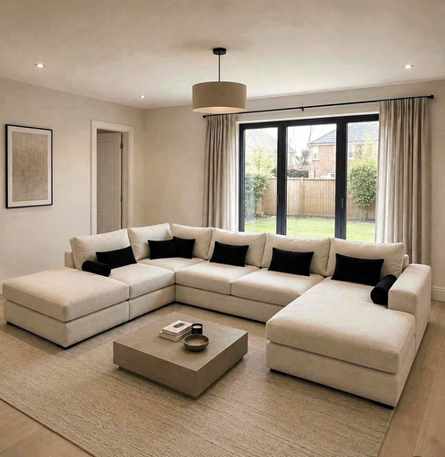 Beige linen shape corner - beige,