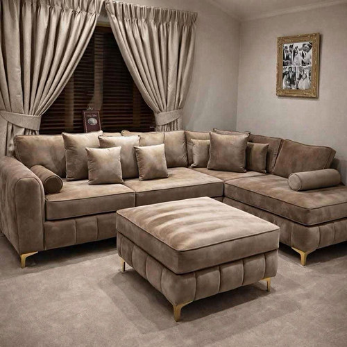 Beige shape corner sofa with - beige, l-shape