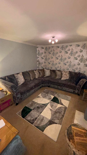 Grey velvet corner sofa 260cm - grey,