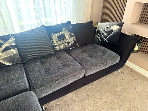 Grey black fabric shaped - grey/black, l-shaped