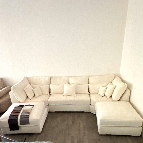 Cream corner sectional sofa - sectional, w/
