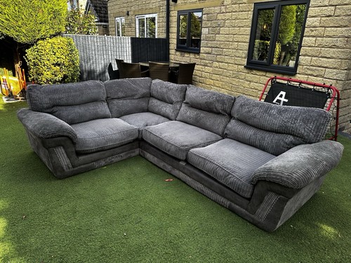 Grey corduroy corner sofa - corduroy,